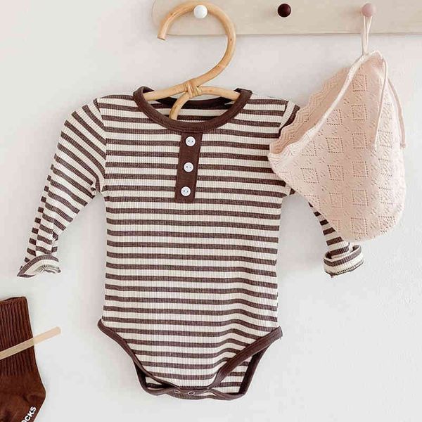 spring toddler clothing baby girls boys stripe rompers kids girl + caps 210429, Blue 
spring toddler clothing baby girls boys stripe rompers kids girl + caps 210429, Blue