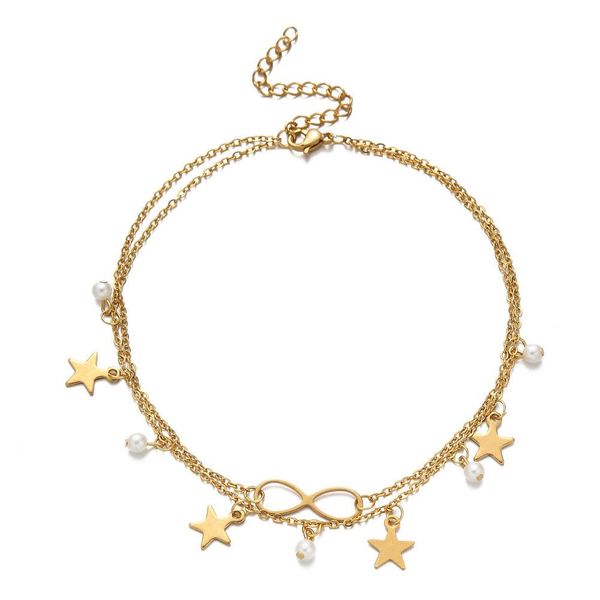 new desgin fashion double layers stainless steel imitation pearl pentacle tassel infinity charms bracelet for women bride jewelry gift, Golden;silver
new desgin fashion double layers stainless steel imitation pearl pentacle tassel infinity charms bracelet for women bride jewelry gift, Golden;silver