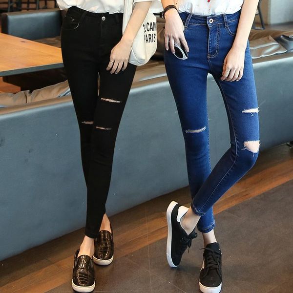 women's jeans knee hole autumn elastic pencil pants female nine point small leg cotton, Blue
women's jeans knee hole autumn elastic pencil pants female nine point small leg cotton, Blue