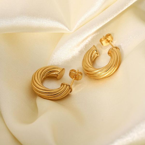 hoop & huggie gold plated stainless steel twisted earrings temperament circle jewelry c shape statement for women, Golden;silver
hoop & huggie gold plated stainless steel twisted earrings temperament circle jewelry c shape statement for women, Golden;silver