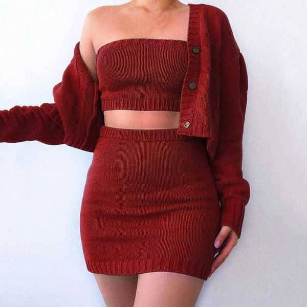 two piece dress calofe fashion women's autumn knitted tube coat skirt outfits bodycon party cardigan mini three pieces set, White
two piece dress calofe fashion women's autumn knitted tube coat skirt outfits bodycon party cardigan mini three pieces set, White