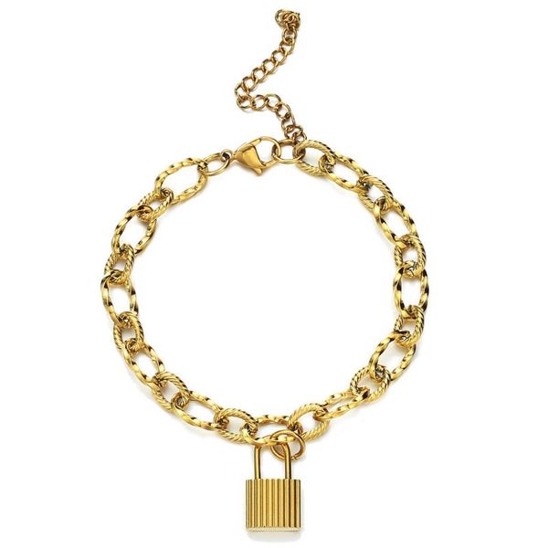 charm bracelets bling design stainless steel link chain lock for women men adjustable size padlock bracelet valentine's day gift, Golden;silver
charm bracelets bling design stainless steel link chain lock for women men adjustable size padlock bracelet valentine's day gift, Golden;silver