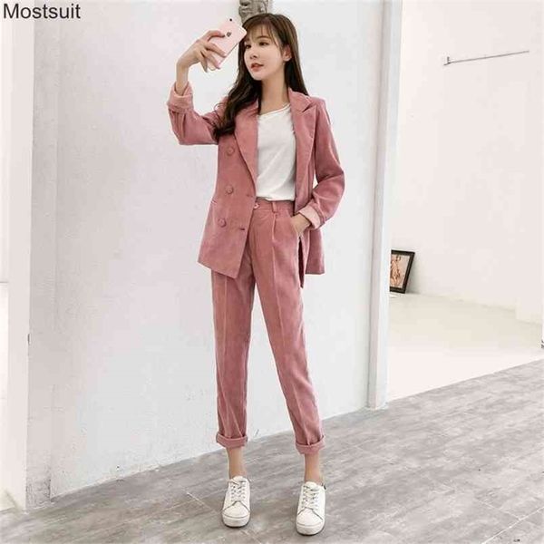 elegant autumn winter blazer 2 piece suit women blazers coat sets long sleeve notched casual chic pants suits korean 210513, Black;white
elegant autumn winter blazer 2 piece suit women blazers coat sets long sleeve notched casual chic pants suits korean 210513, Black;white