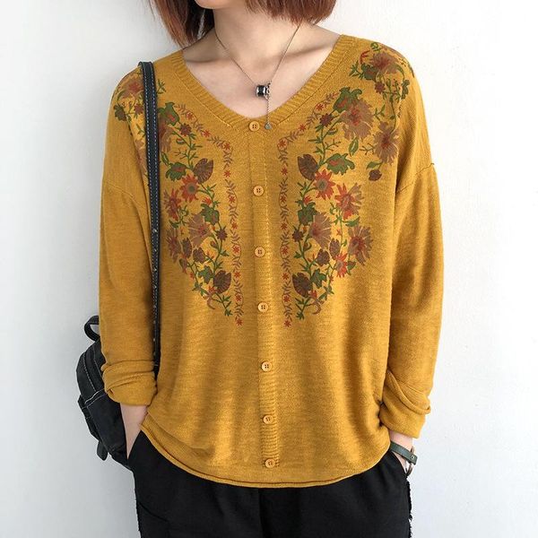 women's sweaters johnature women vintage print floral pullover button v-neck long sleeve clothes 2021 autumn casual soft, White;black
women's sweaters johnature women vintage print floral pullover button v-neck long sleeve clothes 2021 autumn casual soft, White;black