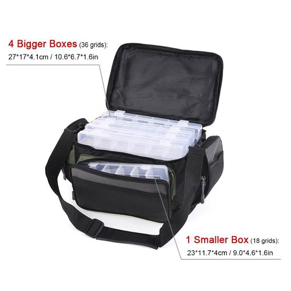 fishing accessories multifunctional bag outdoor tackle pack reel lure storage shoulder with 5 boxes
fishing accessories multifunctional bag outdoor tackle pack reel lure storage shoulder with 5 boxes