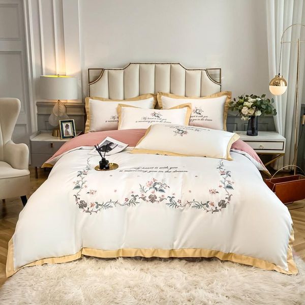 bedding sets luxury washed silk cotton flowers embroidery 4pcs set soft silky quilt/duvet cover bed linen fitted sheet pillowcases
bedding sets luxury washed silk cotton flowers embroidery 4pcs set soft silky quilt/duvet cover bed linen fitted sheet pillowcases