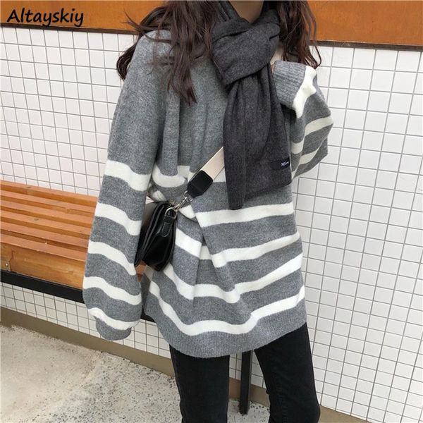 women's sweaters women loose pullovers female long sleeve knitting o-neck teens clothing striped apricot casual fall 2021 chic, White;black
women's sweaters women loose pullovers female long sleeve knitting o-neck teens clothing striped apricot casual fall 2021 chic, White;black
