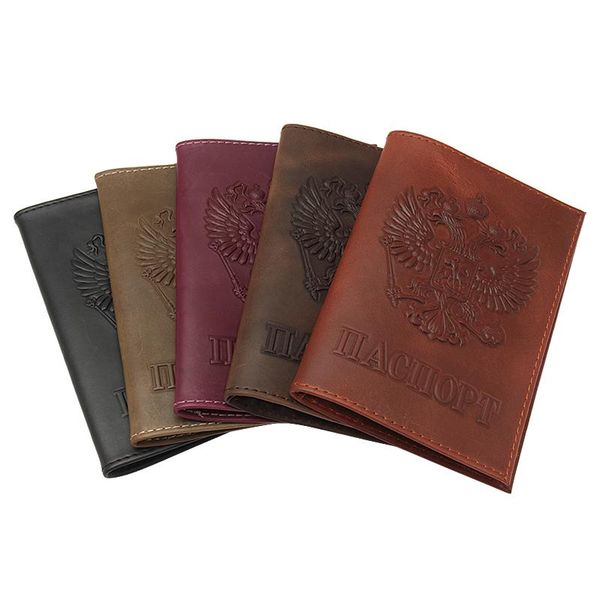 card holders 2021 vintage russian smooth passport holder crazy horse genuine leather cover, Brown;gray 
card holders 2021 vintage russian smooth passport holder crazy horse genuine leather cover, Brown;gray