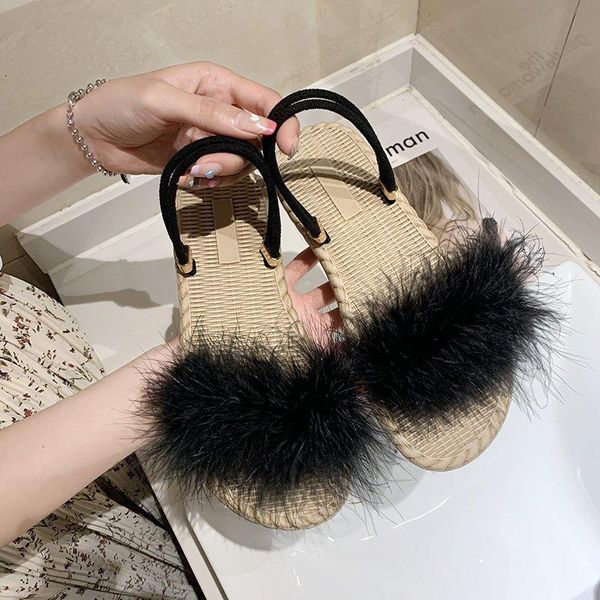 women's sandals 2021 summer flats women fur slippers home furry female fluffy house fashion flat bottom beach shoes, Black
women's sandals 2021 summer flats women fur slippers home furry female fluffy house fashion flat bottom beach shoes, Black
