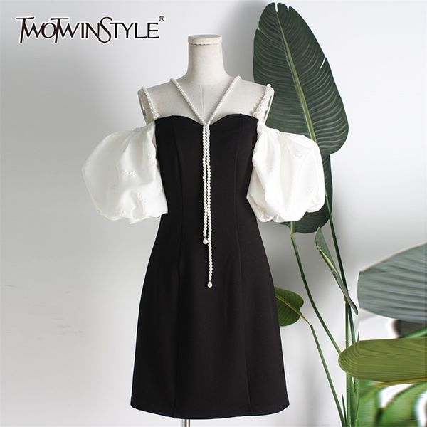 hit color patchwork pearl elegant dress for women square collar puff sleeve high waist mini dresses female 210520, Black;gray
hit color patchwork pearl elegant dress for women square collar puff sleeve high waist mini dresses female 210520, Black;gray