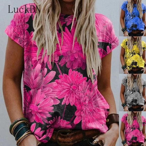 women's t-shirt women 2021 summer short sleeve t shirts female fashion flower print tees streetwear o-neck loose shirt plus size s-5xl, White 
women's t-shirt women 2021 summer short sleeve t shirts female fashion flower print tees streetwear o-neck loose shirt plus size s-5xl, White