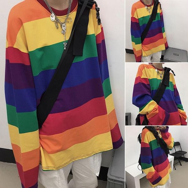 women's t-shirt rainbow women t shirt fashion loose oversized long sleeve o-neck t-shirts autumn striped print casual female -3xl, White
women's t-shirt rainbow women t shirt fashion loose oversized long sleeve o-neck t-shirts autumn striped print casual female -3xl, White