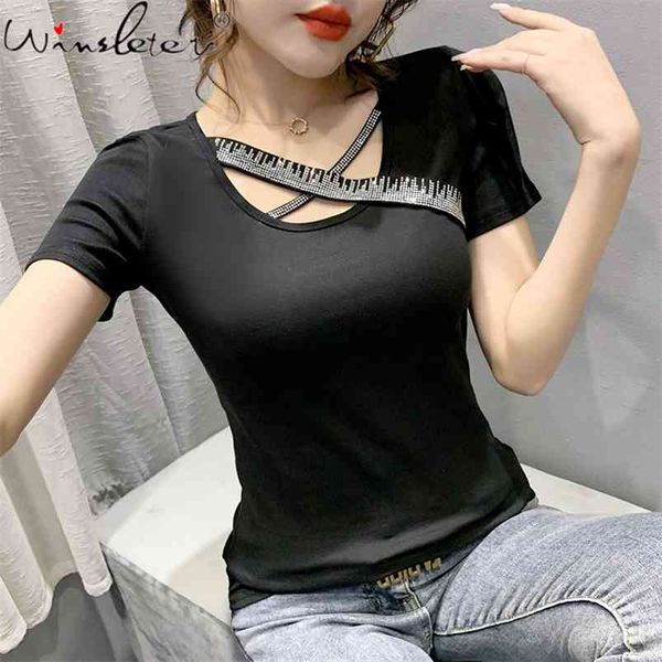summer european style t-shirt fashion hollow out shiny diamond women casual slim bottoming shirt tees t14401a 210421, Black;gray
summer european style t-shirt fashion hollow out shiny diamond women casual slim bottoming shirt tees t14401a 210421, Black;gray