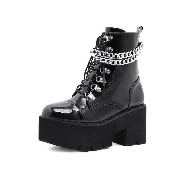 boots thick bottom women ankle pu leather chunky high heels platform fashion side zip height increasing shoes woman, Black
boots thick bottom women ankle pu leather chunky high heels platform fashion side zip height increasing shoes woman, Black