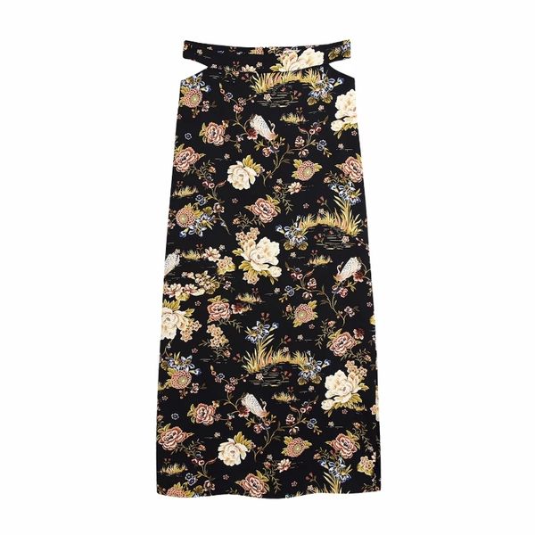 women flower printing waist hollow design side slit skirt casual female loose streetwear p1900 210430, Black
women flower printing waist hollow design side slit skirt casual female loose streetwear p1900 210430, Black