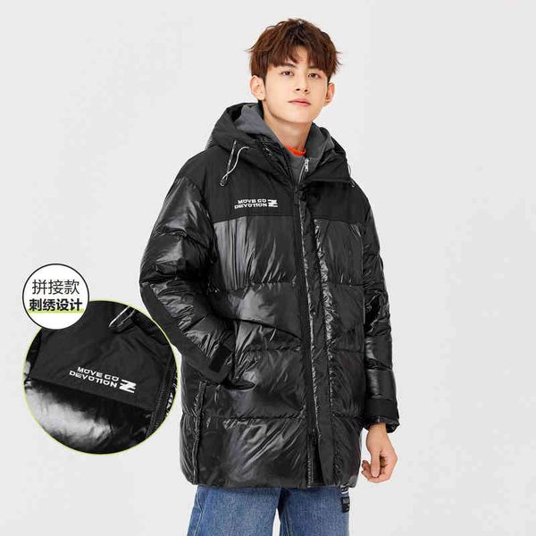 2021 winter new fashion drawstring hooded stitched embroidery design trendy boys medium and long down jacket men, Black
2021 winter new fashion drawstring hooded stitched embroidery design trendy boys medium and long down jacket men, Black