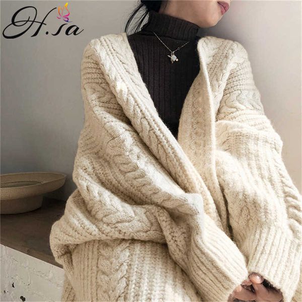 h.sa cardigans mujer women long cardigans v neck batwing sleeve twisted oversized sweater coat split korean winter knitcoat 210716, White;black
h.sa cardigans mujer women long cardigans v neck batwing sleeve twisted oversized sweater coat split korean winter knitcoat 210716, White;black