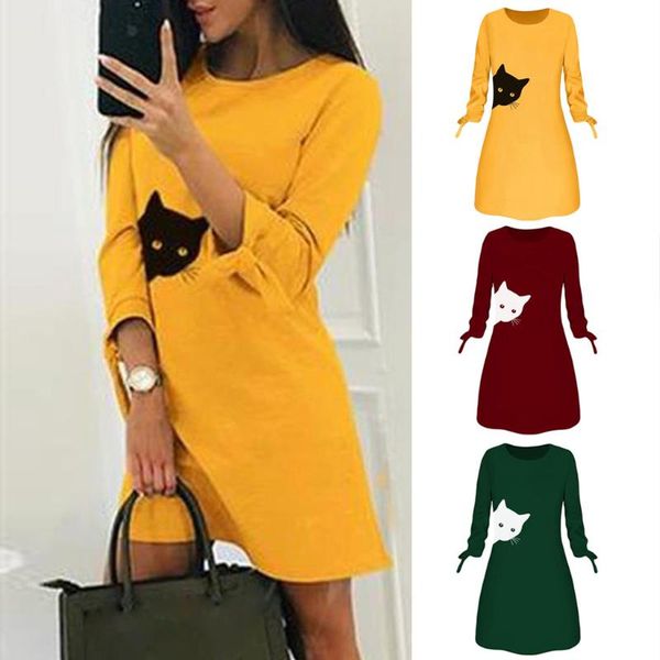 cat letters print dress round neck solid color women fashion printed animal bow o long sleeve blouse mini casual dresses, Black;gray
cat letters print dress round neck solid color women fashion printed animal bow o long sleeve blouse mini casual dresses, Black;gray