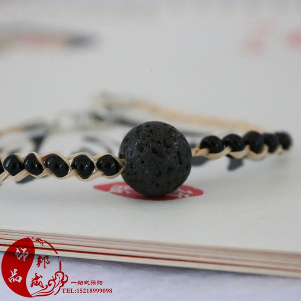 fashion natural volcanic stone lafite woven lucky grass bracelet, Black
fashion natural volcanic stone lafite woven lucky grass bracelet, Black