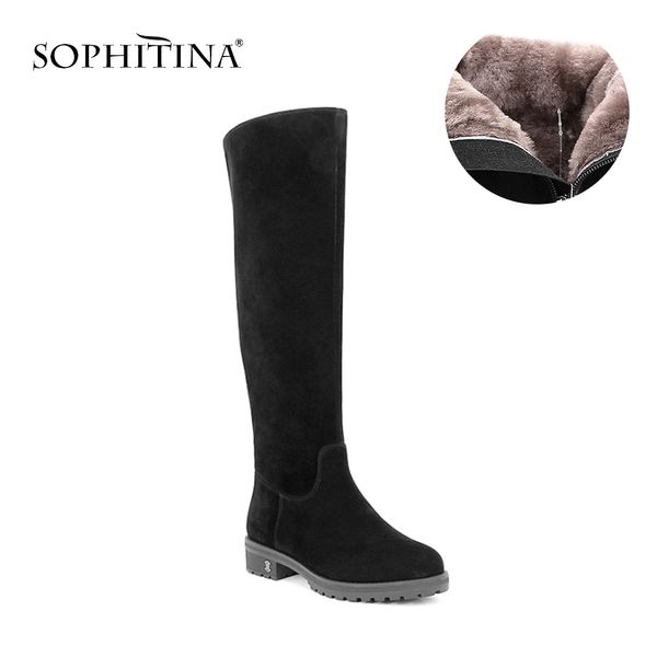 sophitina black kid suede woman knee-high boots round toe warm plush wool fur winter boots solid handmade leather shoes b32 210513
sophitina black kid suede woman knee-high boots round toe warm plush wool fur winter boots solid handmade leather shoes b32 210513