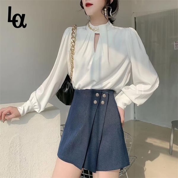 women autumn elegant office lady long sleeve white blouse female hollow out solid turtleneck satin street shirts 210519
women autumn elegant office lady long sleeve white blouse female hollow out solid turtleneck satin street shirts 210519