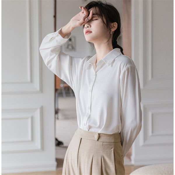korean basewear white minimalist loose stylish high street women basic all match gentle casual office lady shirts 210421
korean basewear white minimalist loose stylish high street women basic all match gentle casual office lady shirts 210421
