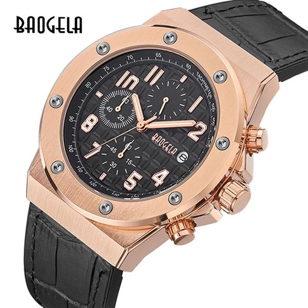 wristwatches baogela men's chronograph quartz watches 2021 waterproof sports casual wrist watch man leather strap clock 1805 rose black, Slivery;brown 
wristwatches baogela men's chronograph quartz watches 2021 waterproof sports casual wrist watch man leather strap clock 1805 rose black, Slivery;brown