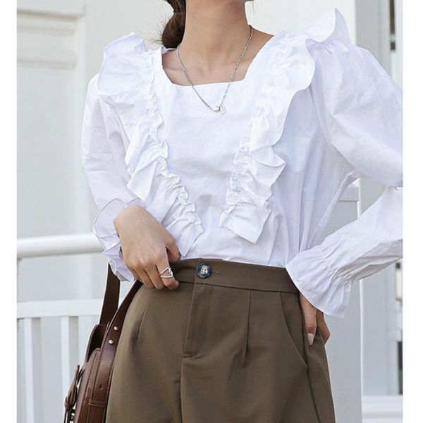 square collar casual shirts women spring autumn long sleeve blouses female outerwear tam807 women's &, White
square collar casual shirts women spring autumn long sleeve blouses female outerwear tam807 women's &, White