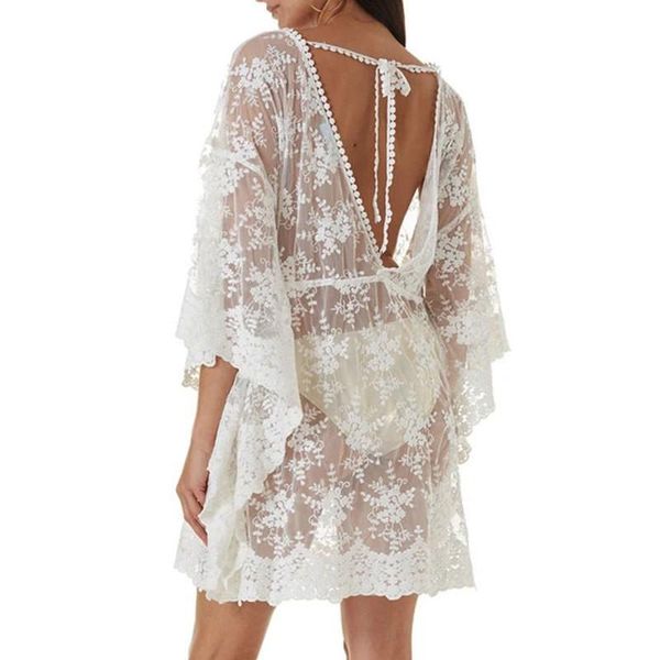 see-through deep v backless cover up lace bikini women swimsuit cover-up bathing suit swimwear mesh beach dress tunic robe women's, White;black
see-through deep v backless cover up lace bikini women swimsuit cover-up bathing suit swimwear mesh beach dress tunic robe women's, White;black