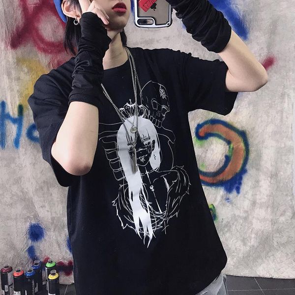 women's t-shirt long loose harajuku graphic gothic t shirt for women ulzzang korean goth style horror tshirt summer streetwear tee clot, White
women's t-shirt long loose harajuku graphic gothic t shirt for women ulzzang korean goth style horror tshirt summer streetwear tee clot, White