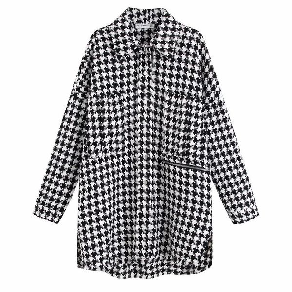 spring/autumn high fashion houndstooth tweed shirt jacket single-breasted long-sleeved pocket zipper decoration casual woman women's ja, Black;brown
spring/autumn high fashion houndstooth tweed shirt jacket single-breasted long-sleeved pocket zipper decoration casual woman women's ja, Black;brown