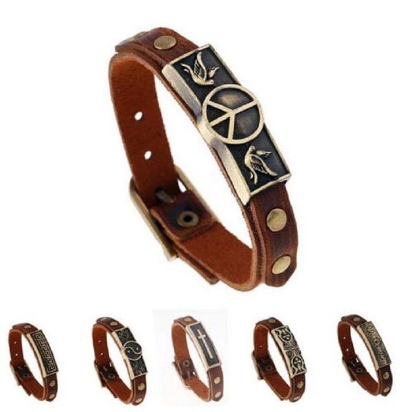 tennis trendy charms bracelet men metal peace symbol cross leather bracelets for women love classic accessoires homme diy, Golden;silver
tennis trendy charms bracelet men metal peace symbol cross leather bracelets for women love classic accessoires homme diy, Golden;silver
