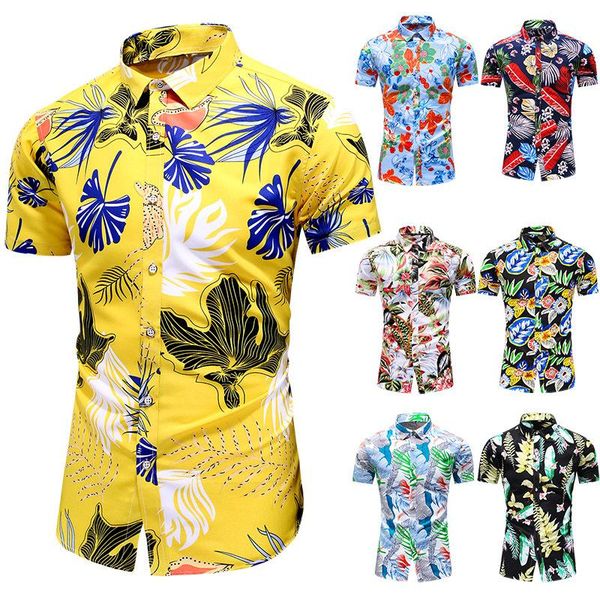 men's casual shirts design hawaiian camicias one button wild printed beach blouse short-sleeve, White;black
men's casual shirts design hawaiian camicias one button wild printed beach blouse short-sleeve, White;black