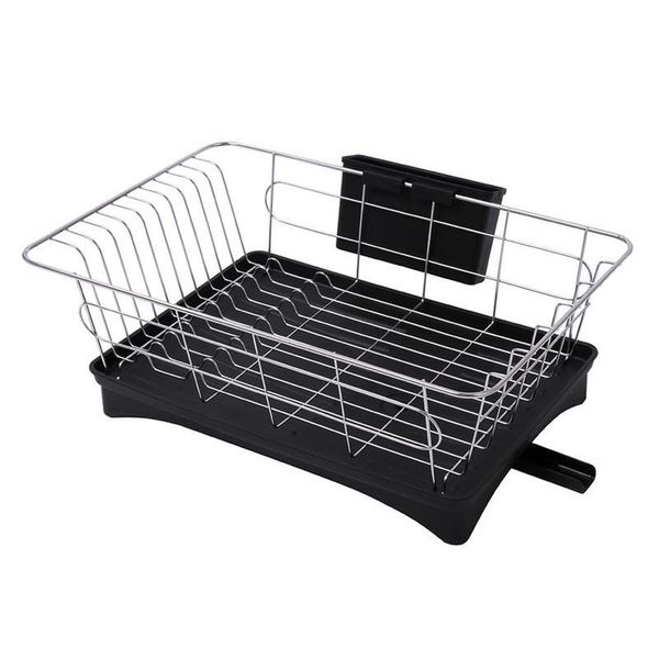 stainless steel dish drainer drying rack with 3-piece set removable rust proof utensil holde for kitchen counter storage bl & organization
stainless steel dish drainer drying rack with 3-piece set removable rust proof utensil holde for kitchen counter storage bl & organization