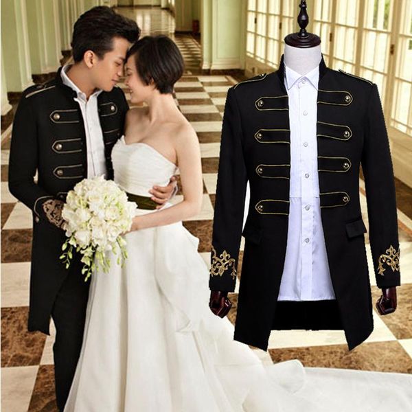 men's suits & blazers vintage victorian medieval coat luxury groom wedding dress for men king cosplay costume blue black jacket plus si, White;black
men's suits & blazers vintage victorian medieval coat luxury groom wedding dress for men king cosplay costume blue black jacket plus si, White;black