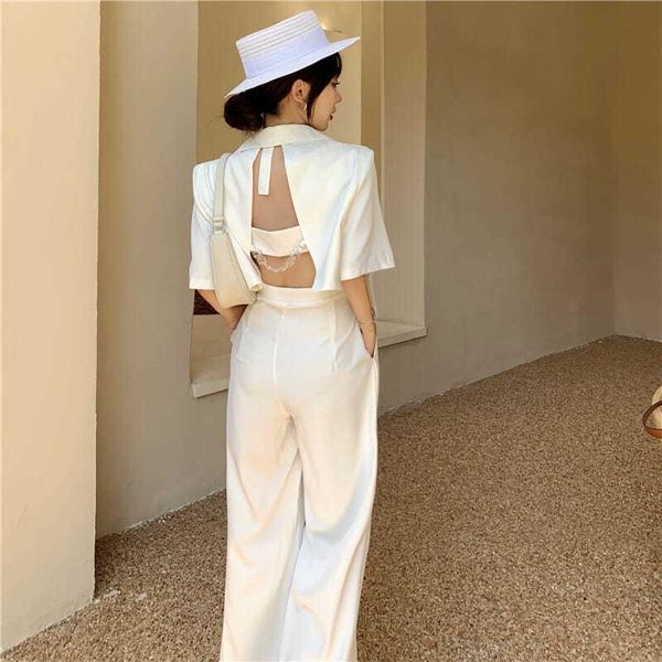 women's two piece pants 2 set women summer 2021 casual loose strap long pants+backless chic short sleeve suit coat office lady elegant, White
women's two piece pants 2 set women summer 2021 casual loose strap long pants+backless chic short sleeve suit coat office lady elegant, White
