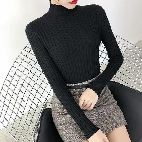 women's sweaters pullover ribbed knitted sweater autumn winter clothes women 2021 high neck long sleeve slim basic woman, White;black
women's sweaters pullover ribbed knitted sweater autumn winter clothes women 2021 high neck long sleeve slim basic woman, White;black