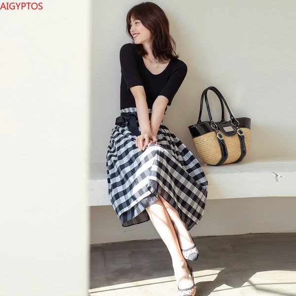 casual dresses black and white plaid skirt summer elastic waist elegant belt temperament black a-line ylan, Black;gray
casual dresses black and white plaid skirt summer elastic waist elegant belt temperament black a-line ylan, Black;gray