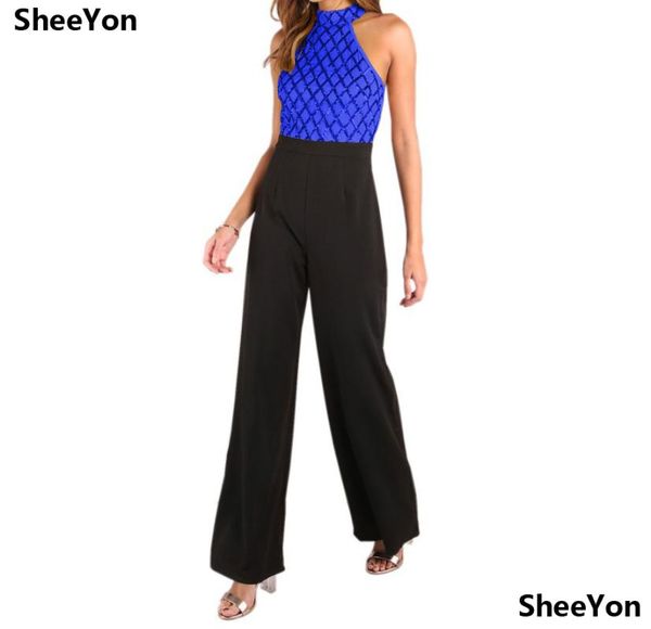 women's jumpsuits & rompers sheeyon female halter sleeveless sequins lingger patchwork back zipper boot cut loose pants women blue bk10, Black;white
women's jumpsuits & rompers sheeyon female halter sleeveless sequins lingger patchwork back zipper boot cut loose pants women blue bk10, Black;white