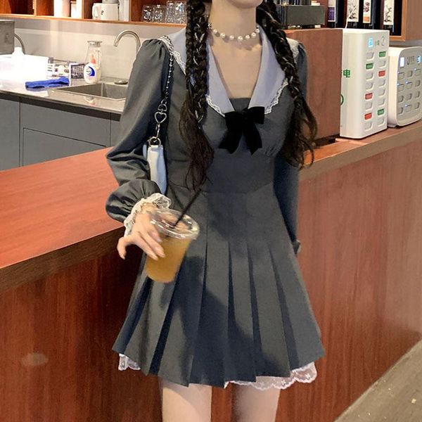 casual dresses 2021 autumn japanese kawaii lolita mini dress women fashion party lace long sleeve college style sweet cute, Black;gray
casual dresses 2021 autumn japanese kawaii lolita mini dress women fashion party lace long sleeve college style sweet cute, Black;gray