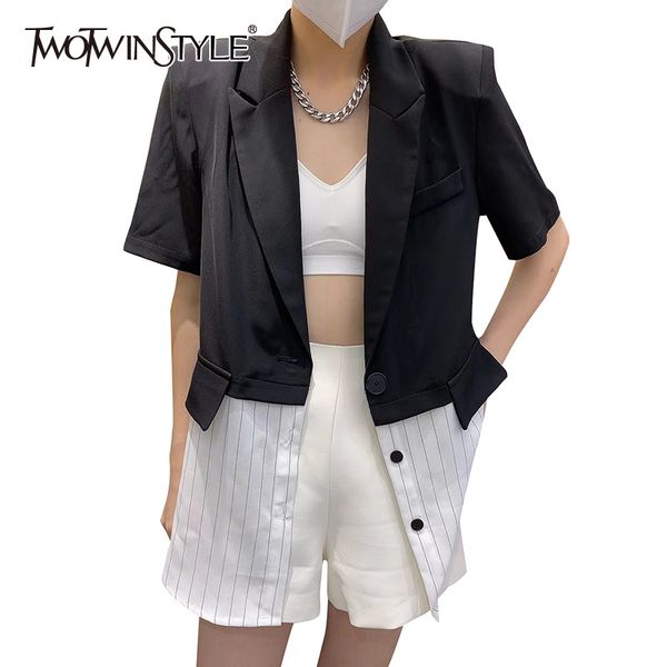 black patchwork striped blazer for women notched half sleeve straight casual blazers female spring fashion 210524, White;black
black patchwork striped blazer for women notched half sleeve straight casual blazers female spring fashion 210524, White;black