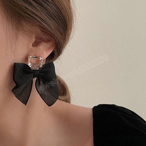 women dangle earrings korean sweet black white bowknot earrings fashion rhinestone fabric lace bow pendant earring jewelry gift, Silver
women dangle earrings korean sweet black white bowknot earrings fashion rhinestone fabric lace bow pendant earring jewelry gift, Silver