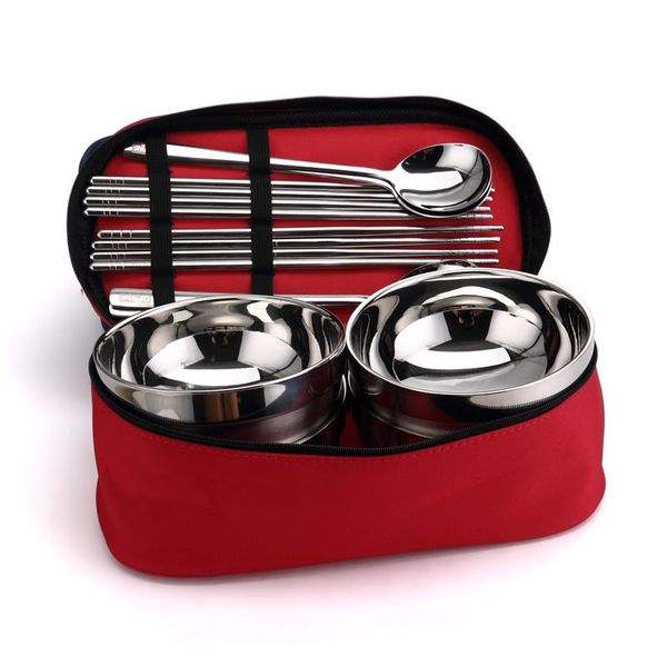 bowls 304 stainless steel double anti-fall heat insulation children's household tableware spoon portable set 
bowls 304 stainless steel double anti-fall heat insulation children's household tableware spoon portable set