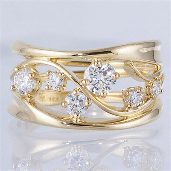 vintage yellow gold color wedding women's ring clear crystal wave engagement rings for women female jewelry gifts wholesale cluster, Golden;silver
vintage yellow gold color wedding women's ring clear crystal wave engagement rings for women female jewelry gifts wholesale cluster, Golden;silver