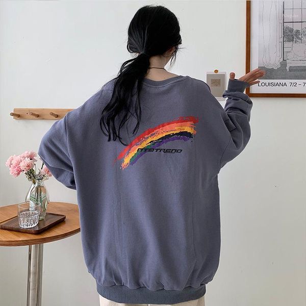 women's t-shirt rainbow woman student hoodie female special japanese autumn spring ins hong kong style girl loose round neck casual, White
women's t-shirt rainbow woman student hoodie female special japanese autumn spring ins hong kong style girl loose round neck casual, White