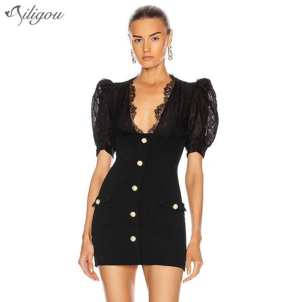 fashion black mini dress lace stitching button design short sleeve celebrity party bandage vestids 210527, Black;gray
fashion black mini dress lace stitching button design short sleeve celebrity party bandage vestids 210527, Black;gray