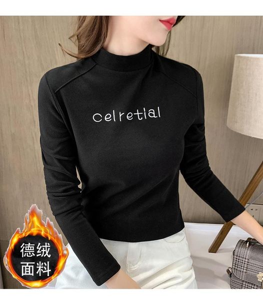 women's sweaters half-high collar german velvet bottoming shirt autumn and winter self-cultivation with letter embroidery 2021 long-s, White;black
women's sweaters half-high collar german velvet bottoming shirt autumn and winter self-cultivation with letter embroidery 2021 long-s, White;black