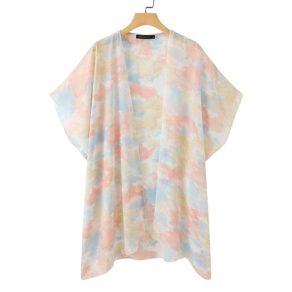 women's blouses & shirts women floral printed blouse 2022 summer tie-dye cardigans kimono half sleeve blusas female beach cover up to, White
women's blouses & shirts women floral printed blouse 2022 summer tie-dye cardigans kimono half sleeve blusas female beach cover up to, White