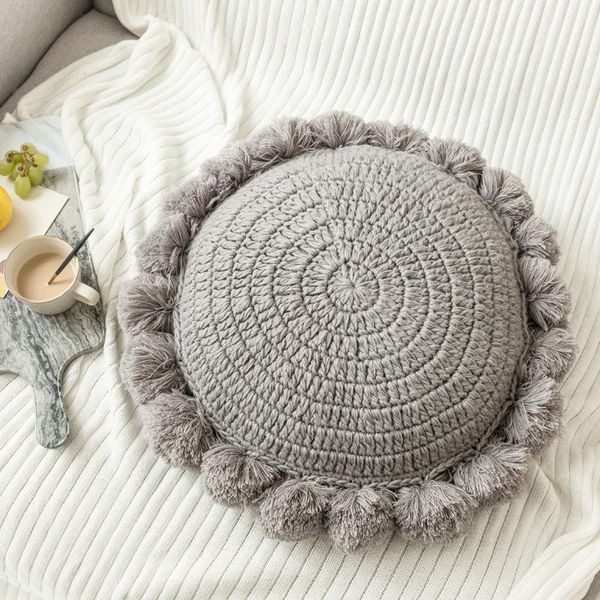 pillow round pink knitted decorative cushion tassel ball for ins po props 50cm 
pillow round pink knitted decorative cushion tassel ball for ins po props 50cm