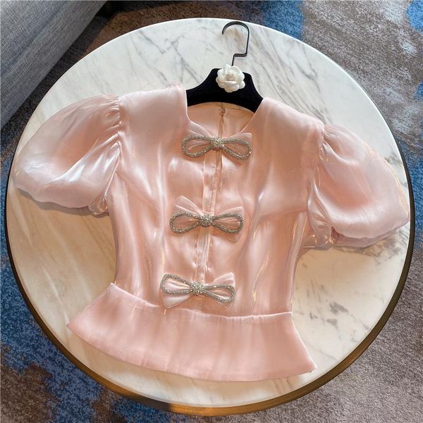 women's blouses & shirts blusas mujer de moda 2021 summer temperment small shirt heavy industry crystal bow puff sleeve organza blouse, White
women's blouses & shirts blusas mujer de moda 2021 summer temperment small shirt heavy industry crystal bow puff sleeve organza blouse, White